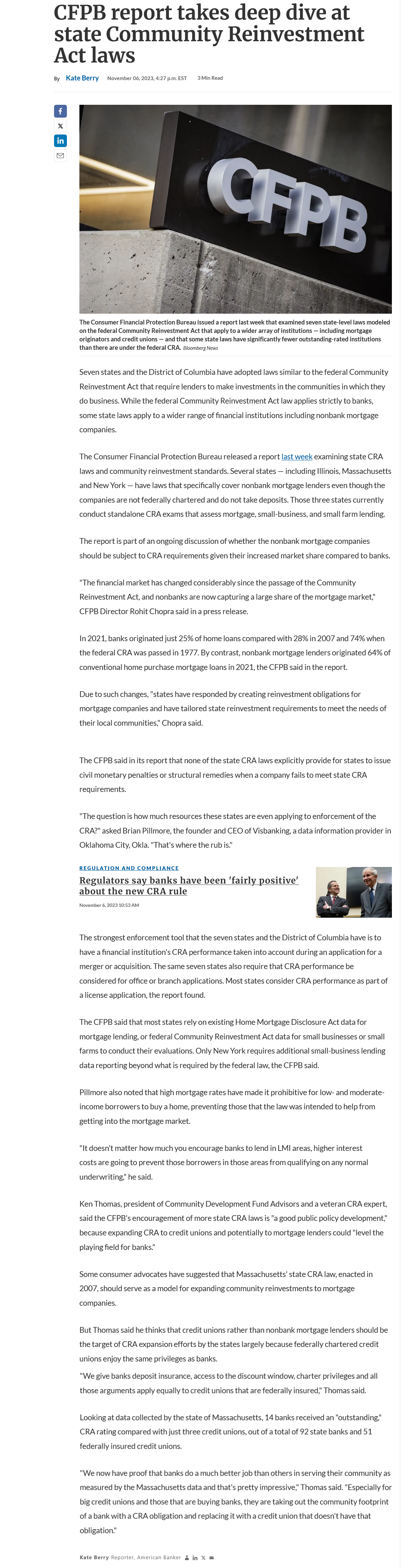 CFPB report takes deep dive at state Community Reinvestment Act laws